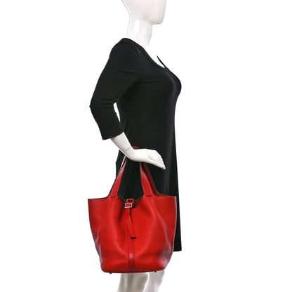 Hermes Taurillon Clemence Picotin 26 GM Rouge Casaque 2 of 17