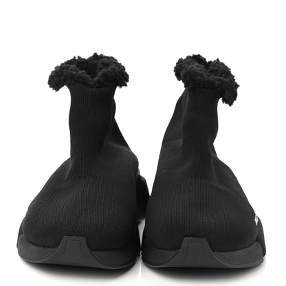 Balenciaga Technical 3D Recycled Knit Fake Fur Womens Speed 2.0 Sneakers 39 Monocolor Black 2 of 8