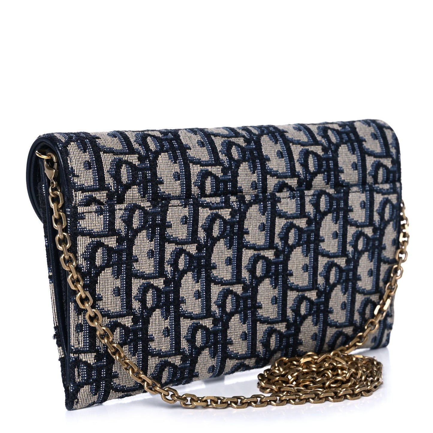 Oblique Saddle Chain Long Wallet Blue