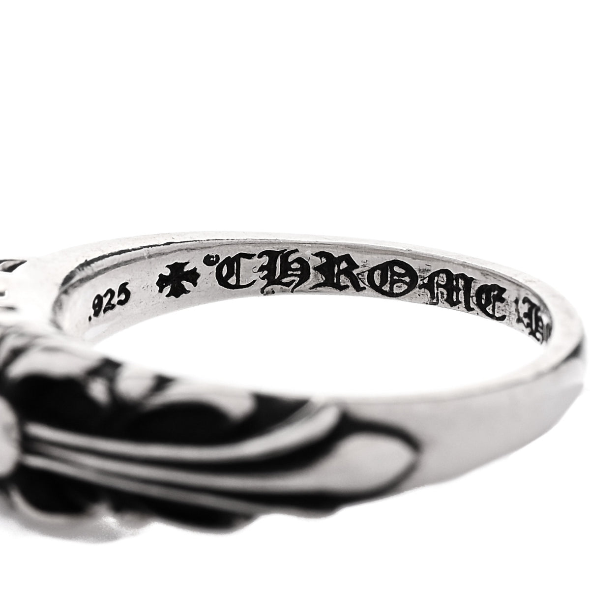 Sterling Silver Narrow Floral Cross Band Ring 49 4.75