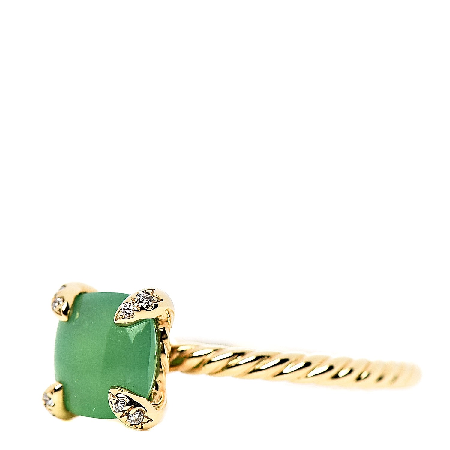 David Yurman 18K Yellow Gold Diamond Chrysoprase 7mm Chatelaine Ring 52 6 3 of 5