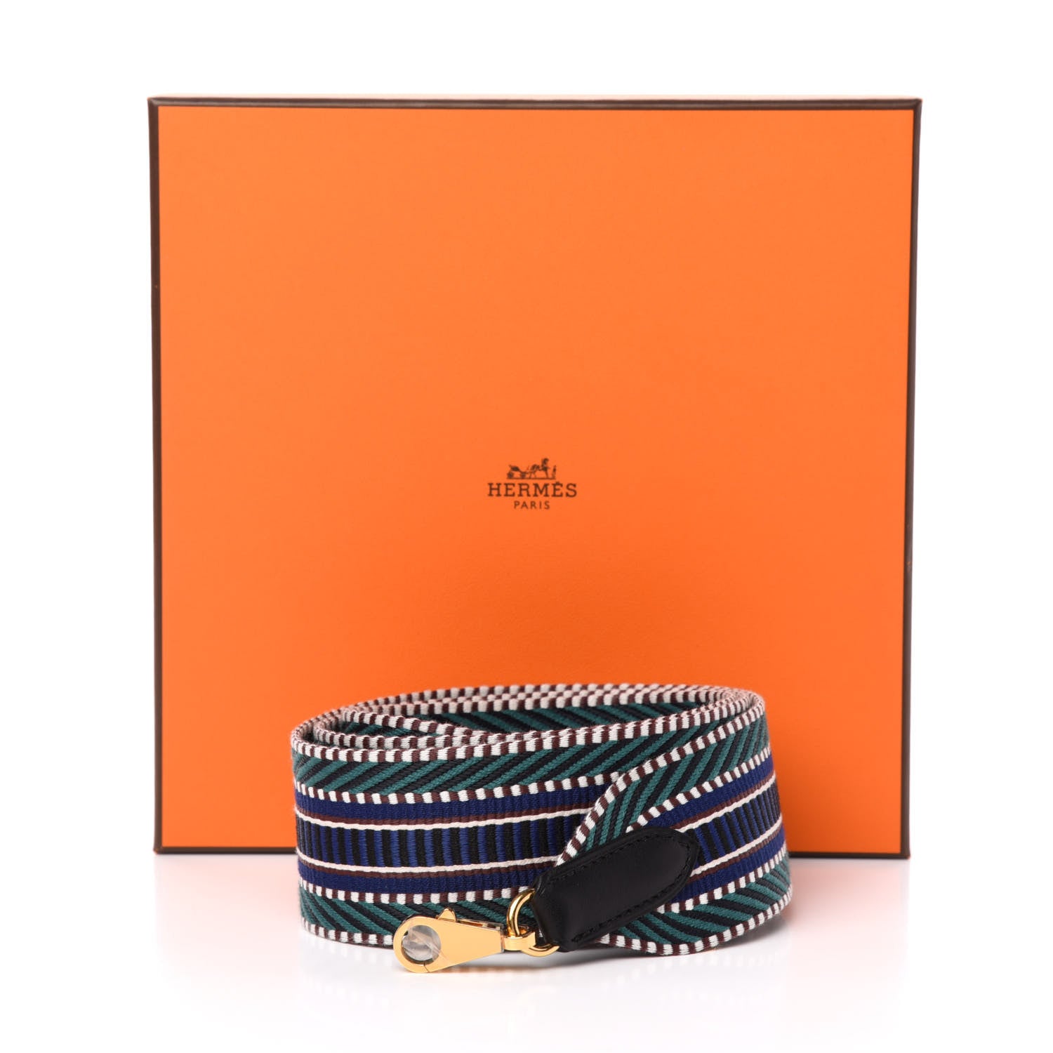 Hermes Toile Swift 50mm Sangle Cavale Shoulder Strap Malachite Bleu Electrique Black 6 of 6