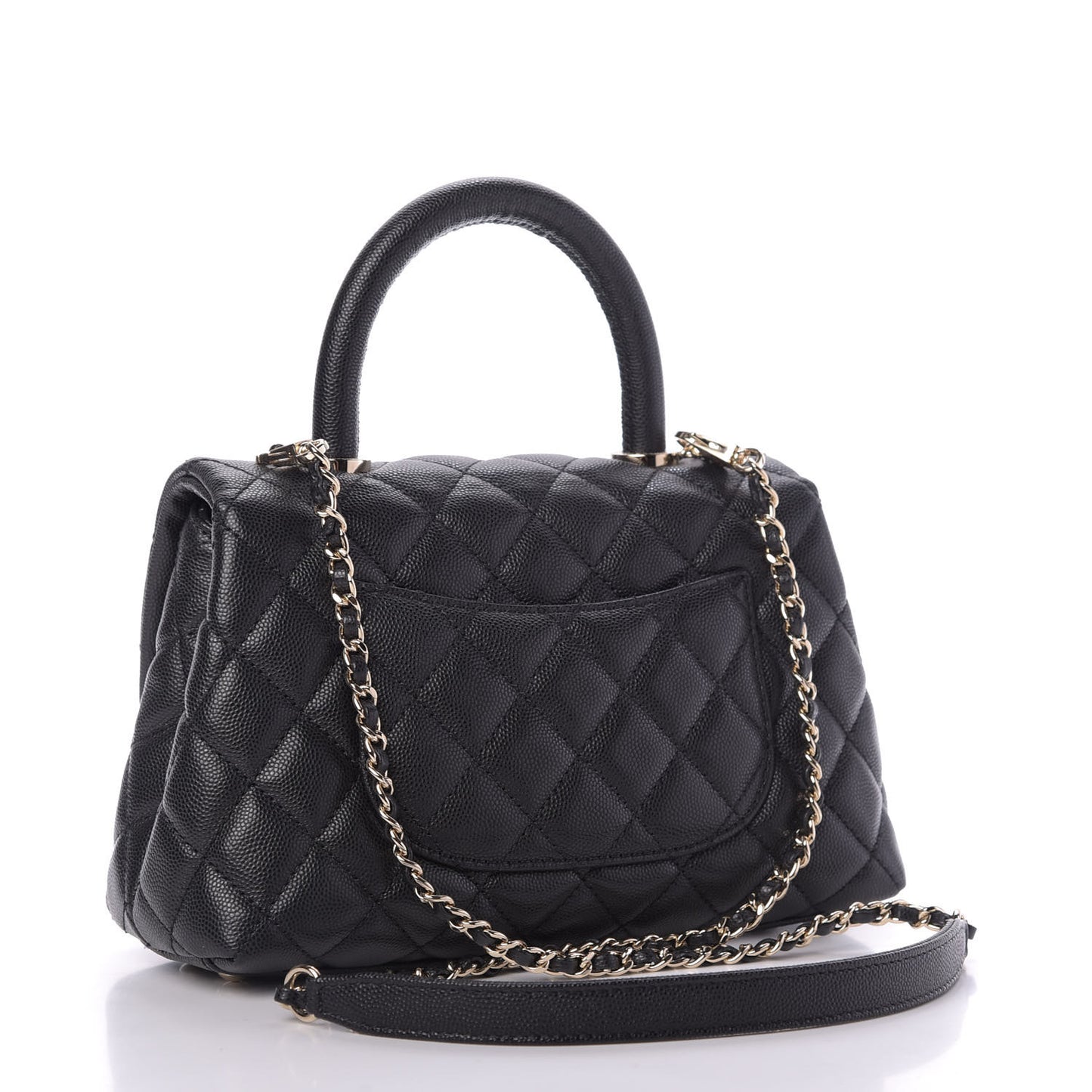 Caviar Quilted Mini Coco Handle Flap Black