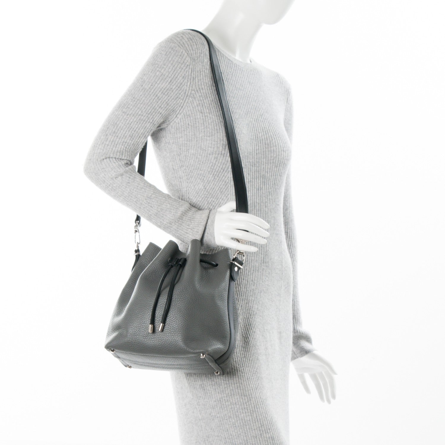 Proenza Schouler Calfskin Buffalo Medium Bucket Bag Grey 2 of 7
