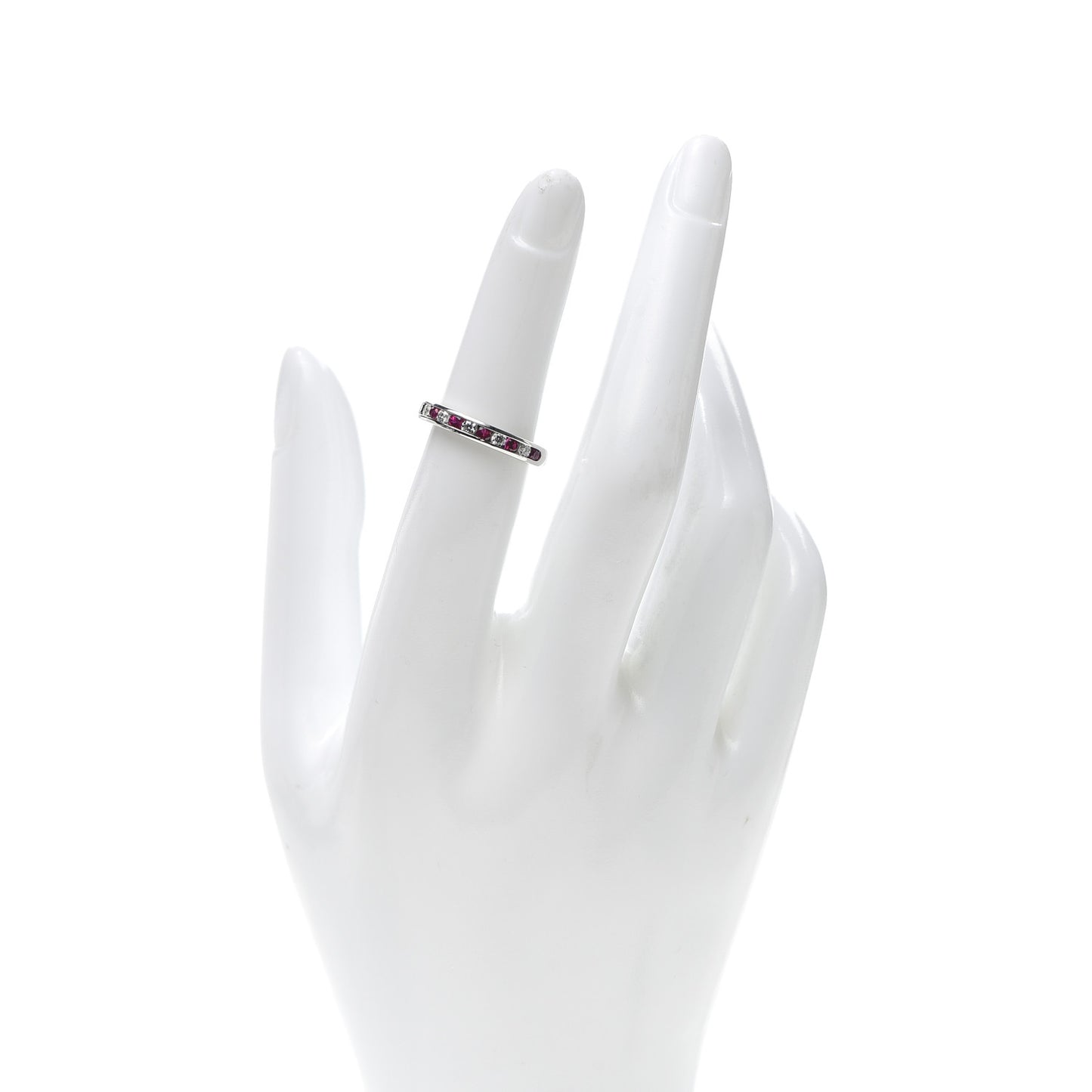 Platinum Diamond Ruby Wedding Band Ring 49 5