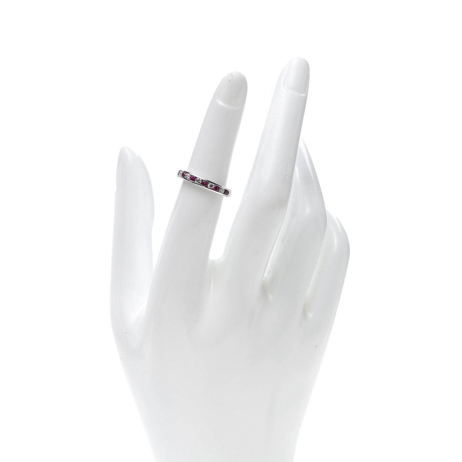 Tiffany Platinum Diamond Ruby Wedding Band Ring 49 5 2 of 5