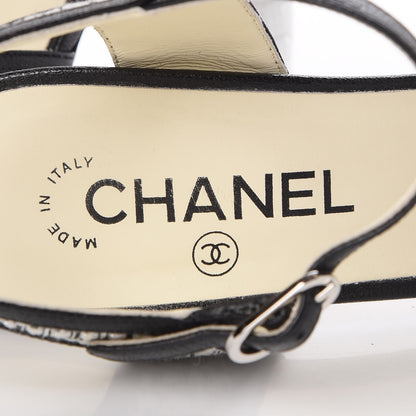 Chanel Tweed Goatskin Pearl Heel Pumps 39 Grey Beige Black 9 of 12