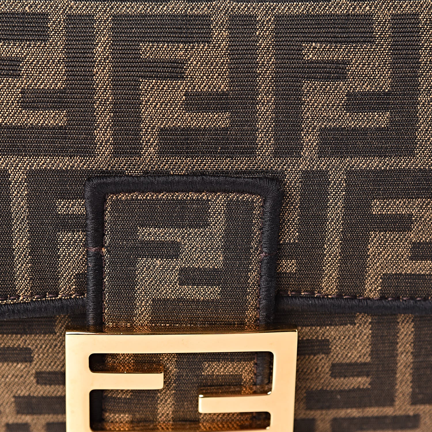Fendi Fabric Jacquard FF 1974 Medium Baguette Tobacco Moro Black 15 of 15