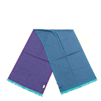 Gucci Wool Lame Jacquard GG Monogram Stenlux Scarf Turquoise Blue Dark Purple 2 of 3