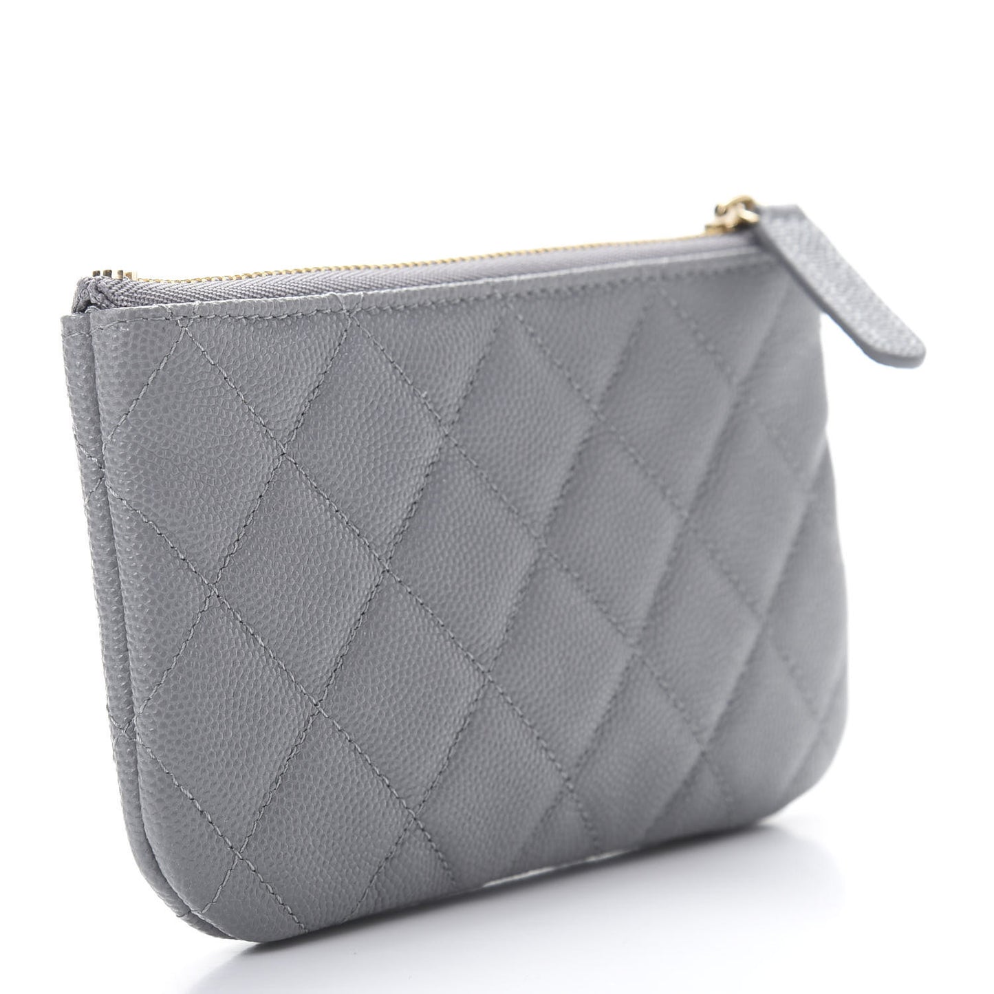 Caviar Quilted Small Cosmetic Case Grey