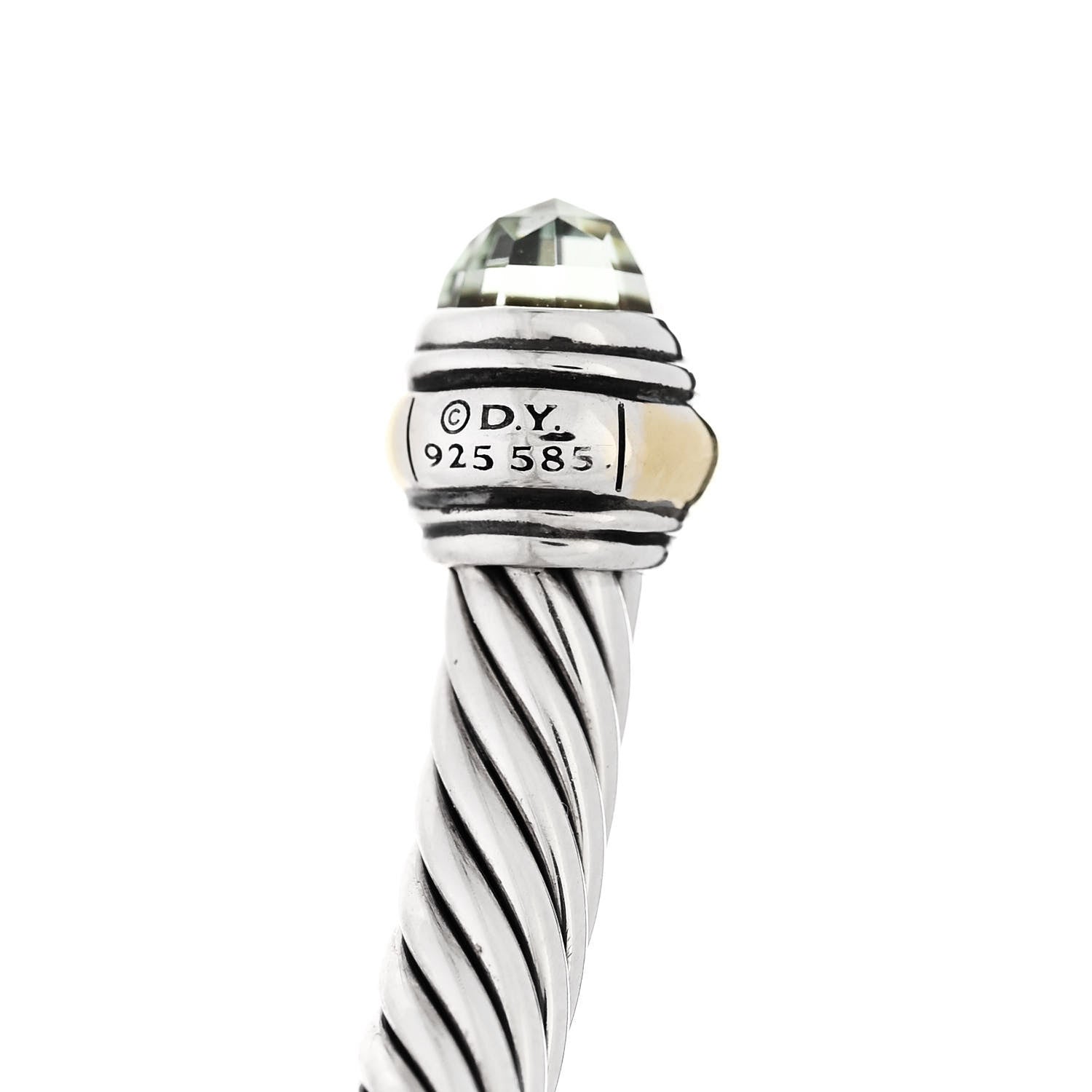 David Yurman Sterling Silver 14K Yellow Gold Prasiolite 7mm Cable Classics Bracelet 3 of 5