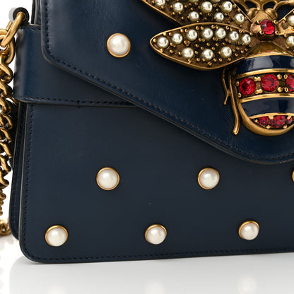 Gucci Nappa Pearl Studded Mini Queen Margaret Broadway Shoulder Bag Blue Agata 13 of 13