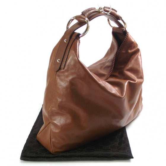 Gucci Leather Large Horsebit Chain Hobo Camel 3 of 10