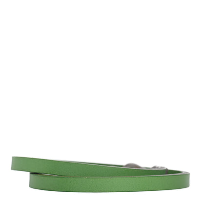 David Yurman Sterling Silver Leather Chevron Double Wrap Bracelet Green 3 of 4