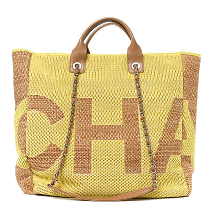 Chanel Mixed Fibers Large Shopping Bag Yellow Brown 1 of 10