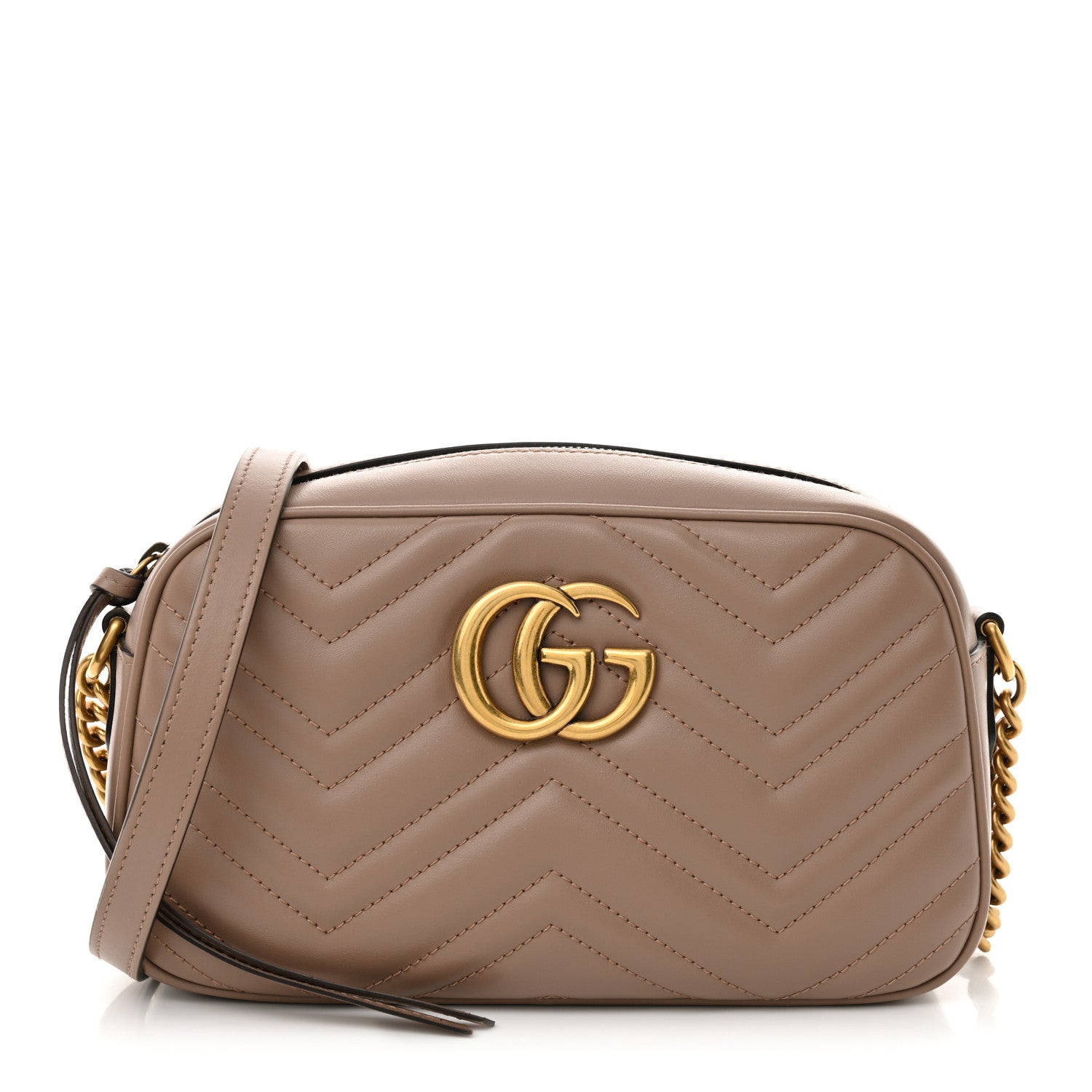 Gucci Calfskin Matelasse Small GG Marmont Chain Shoulder Bag Porcelain Rose 1 of 11