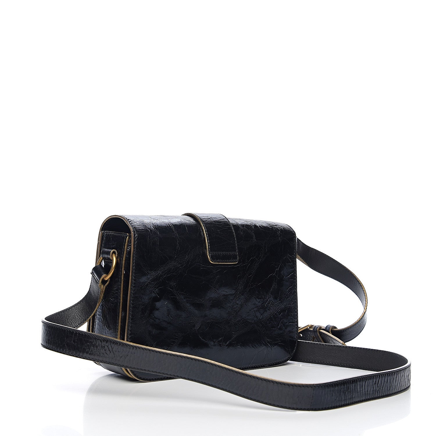 Saint Laurent Patent Crinkled Calfskin Classic Y Satchel Black 2 of 8