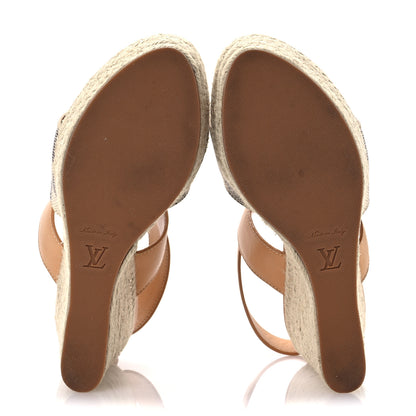 Louis Vuitton Damier Azur Starboard Wedges 38 Tan 7 of 13
