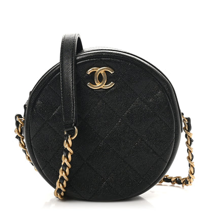 Chanel Caviar Quilted Small Round Bag With Chain Black 1 of 11