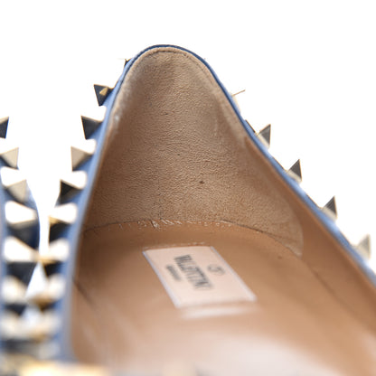 Valentino Garavani Pebbled Calfskin Rockstud Ballerina Flats 40 Baltique 8 of 13