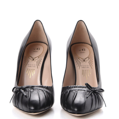 Gucci Nappa Bow High Heel Pumps 38.5 Black 2 of 10