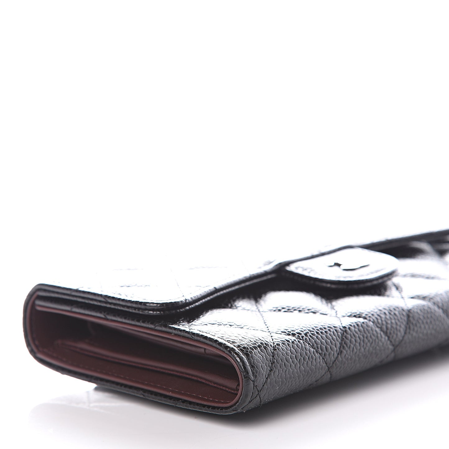 Caviar Quilted Large Flap Wallet Black