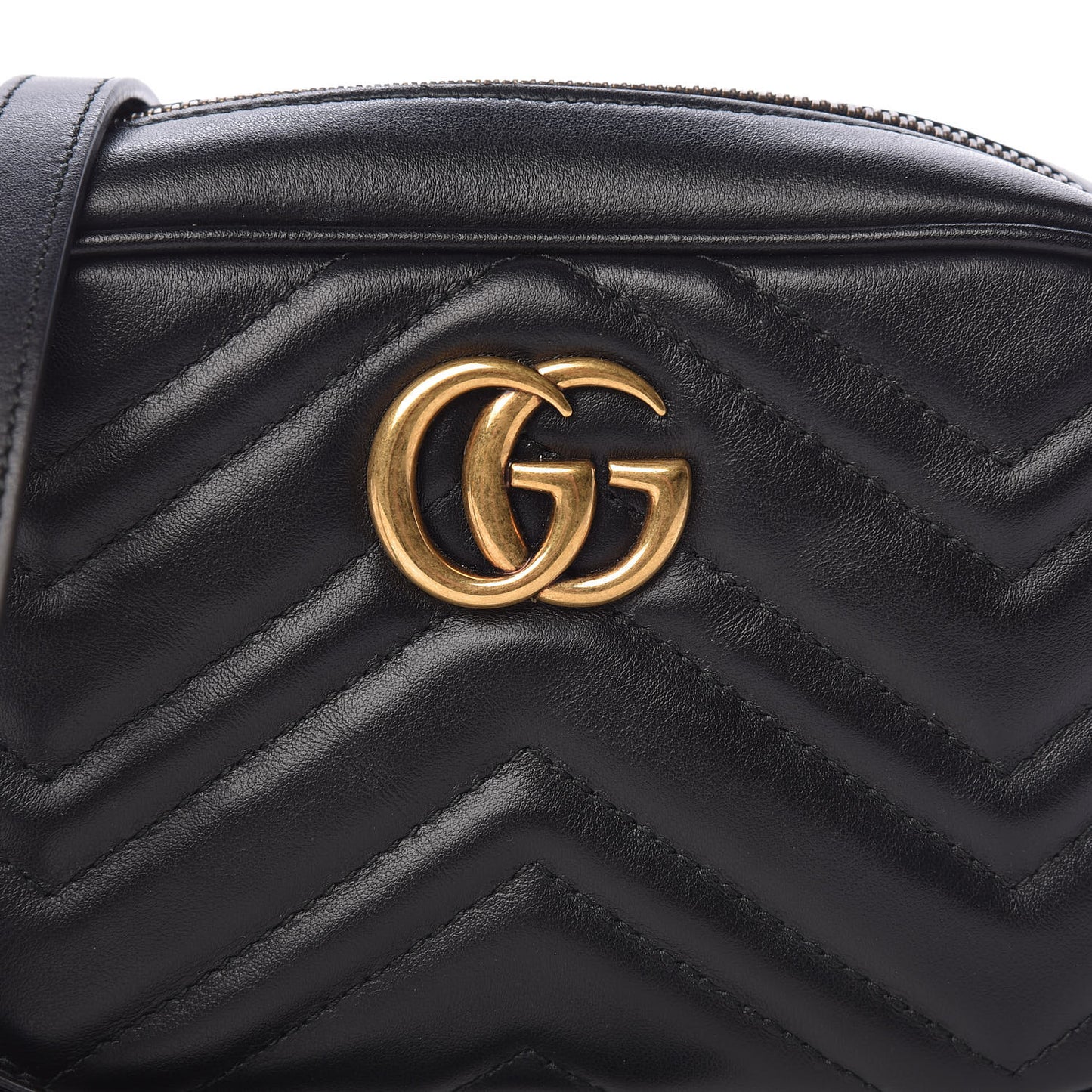 Calfskin Matelasse Mini GG Marmont Chain Shoulder Bag Black