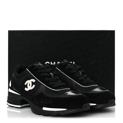 Chanel Mixed Fibers Suede Shiny Calfskin Womens CC Sneakers 40.5 Black 11 of 11