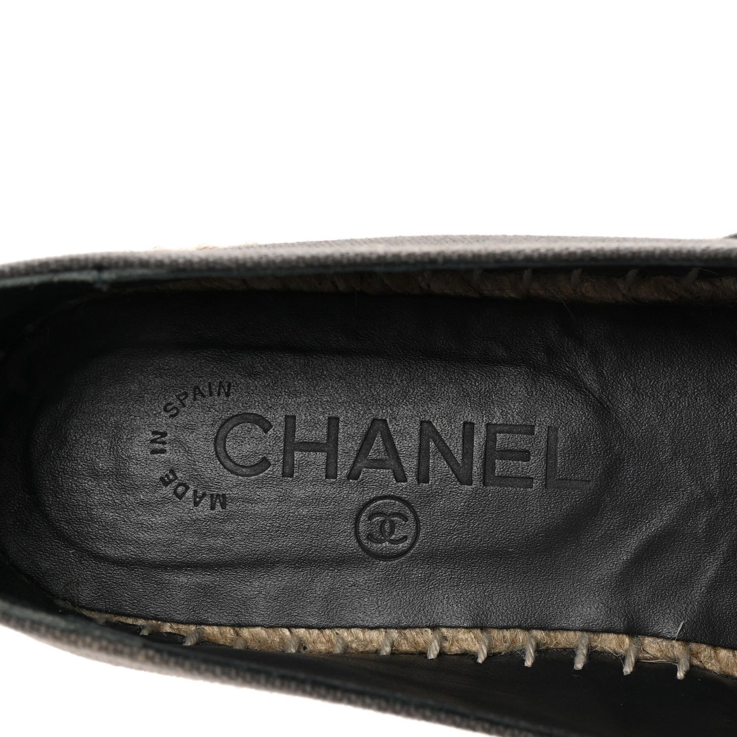 Canvas Grosgrain CC Espadrilles 38 Grey Black