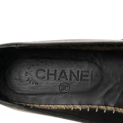 Chanel Canvas Grosgrain CC Espadrilles 38 Grey Black 8 of 9