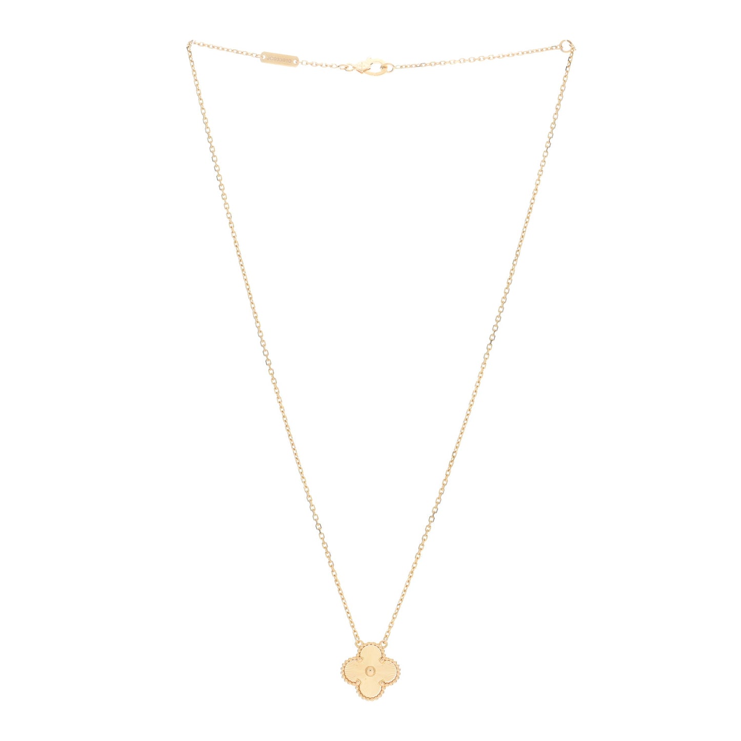 18K Yellow Gold Guilloche Vintage Alhambra Pendant Necklace