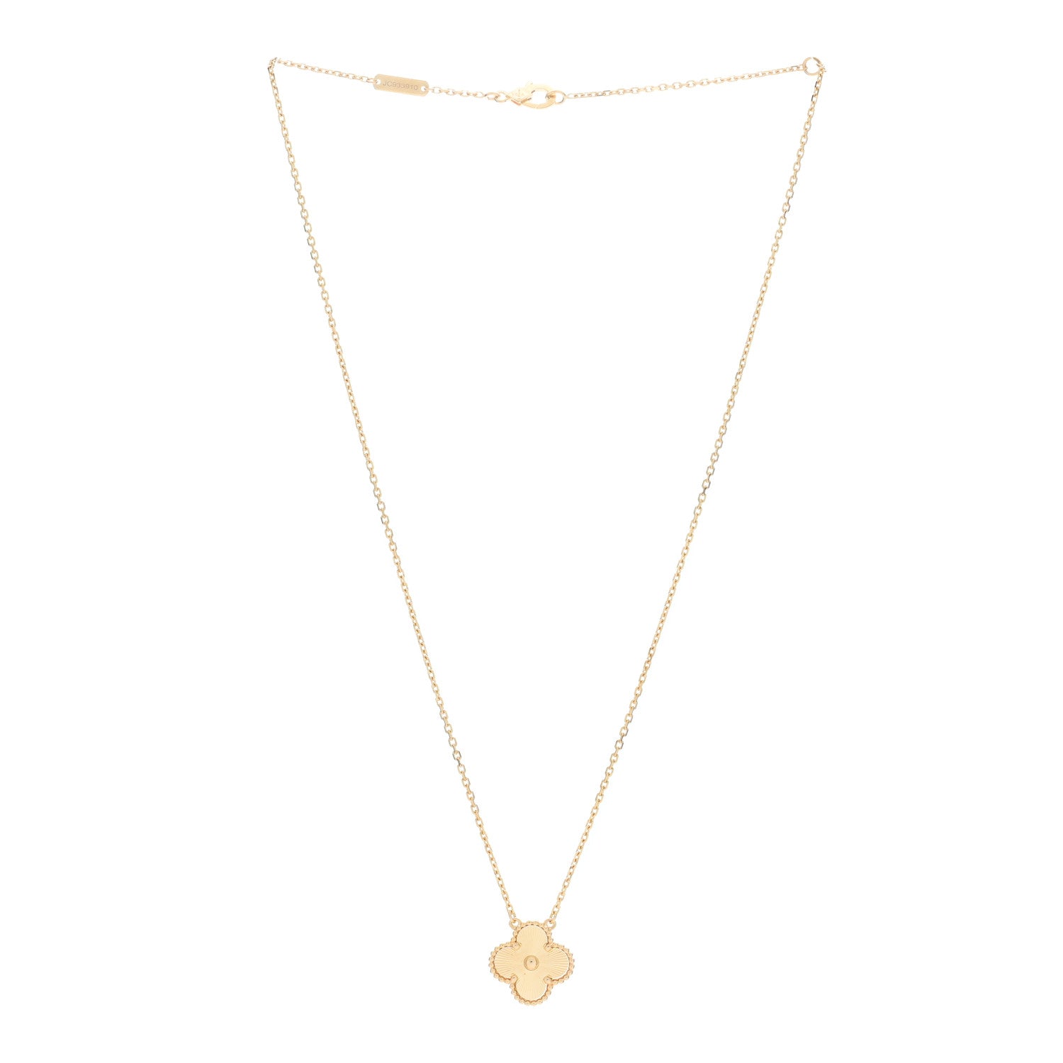 Van Cleef & Arpels 18K Yellow Gold Guilloche Vintage Alhambra Pendant Necklace 2 of 5