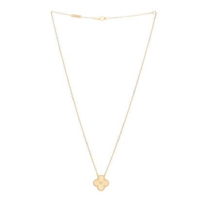 Van Cleef & Arpels 18K Yellow Gold Guilloche Vintage Alhambra Pendant Necklace 2 of 5