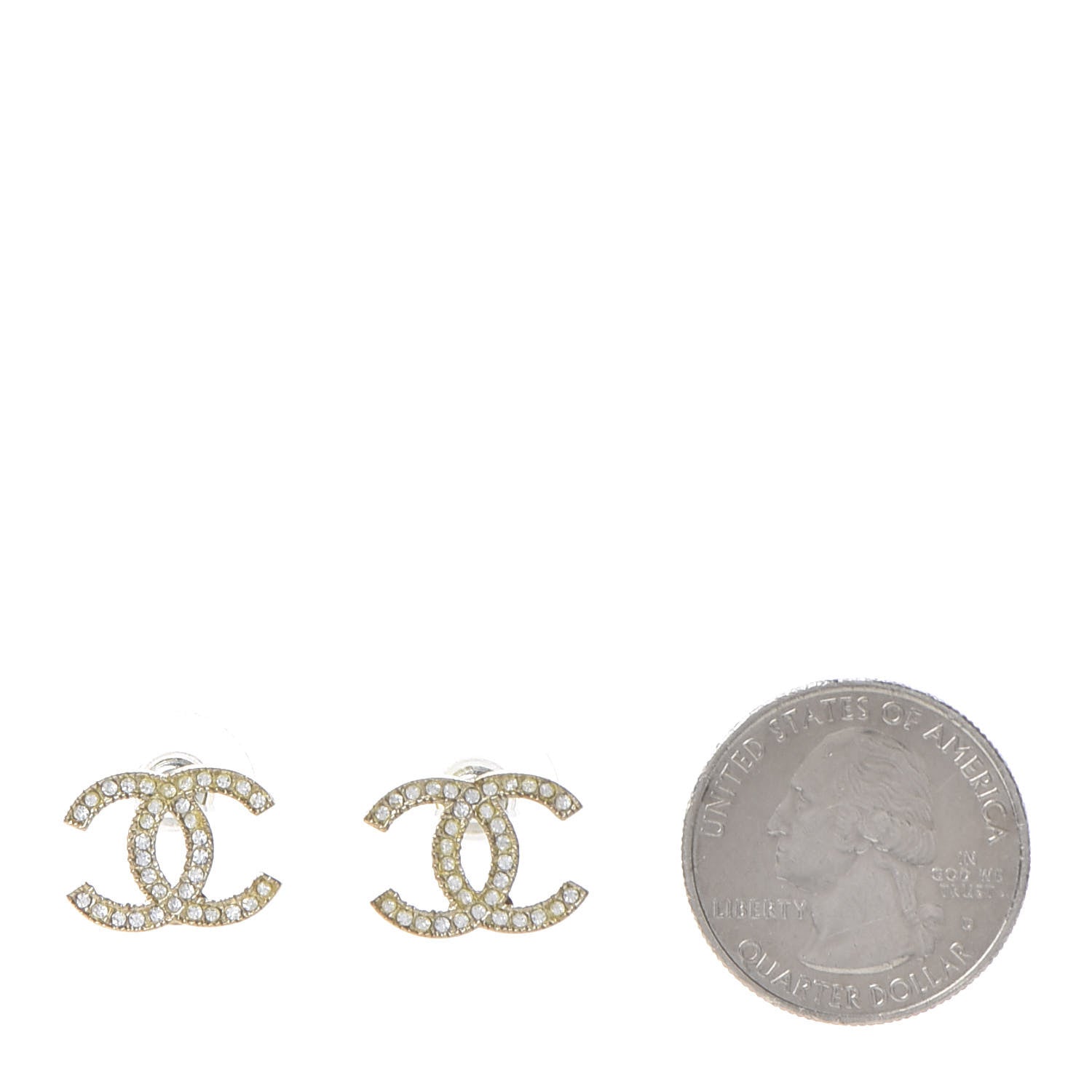 Chanel Crystal CC Earrings Light Gold 2 of 5