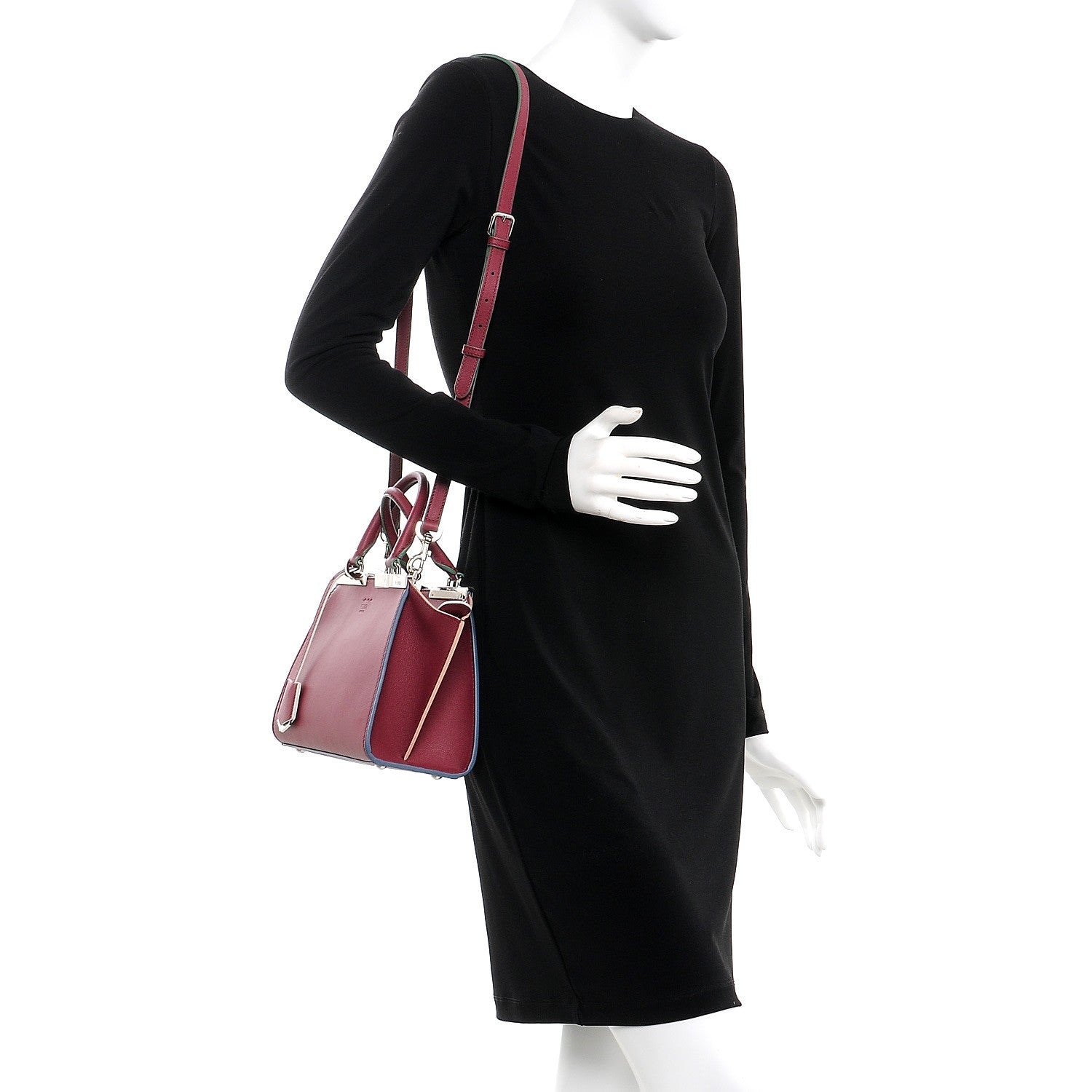 Fendi Vitello Dolce Mini 3jours Tote Black Cherry 2 of 8