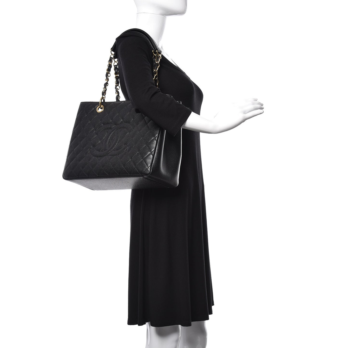 Caviar Quilted Grand Shopping Tote GST Black