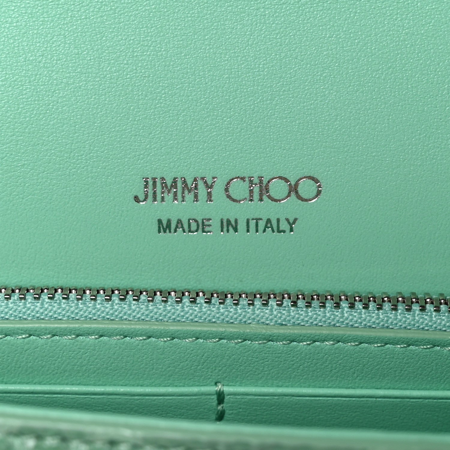 Jimmy Choo Snakeskin Embossed Chain Clutch Miami Mint 7 of 10