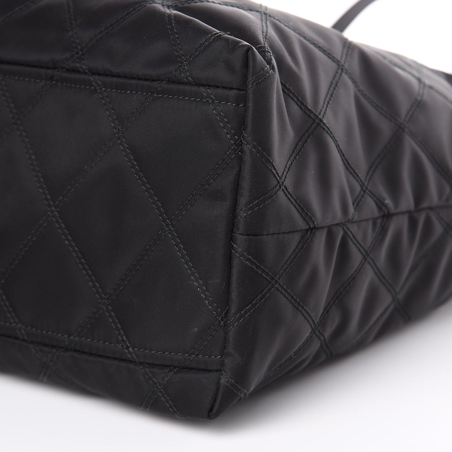 Tessuto Nylon Quilted Shopping Tote Black