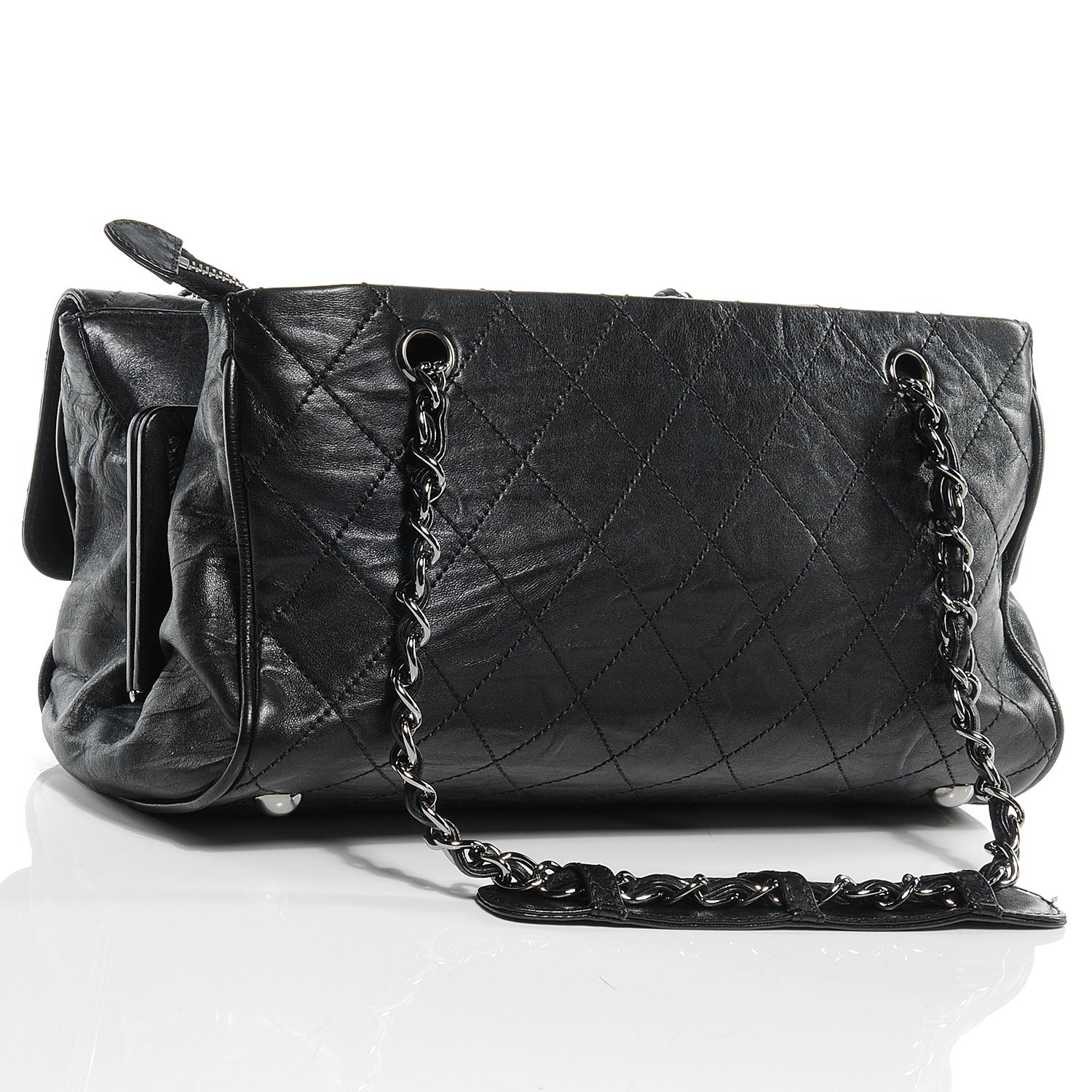 Chanel Leather Quilted Ritz Flap Bag Black 3 of 7