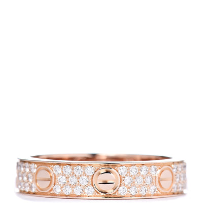 Cartier 18K Pink Gold Diamond 4mm LOVE Wedding Paved Band Ring 50 5.25 1 of 4