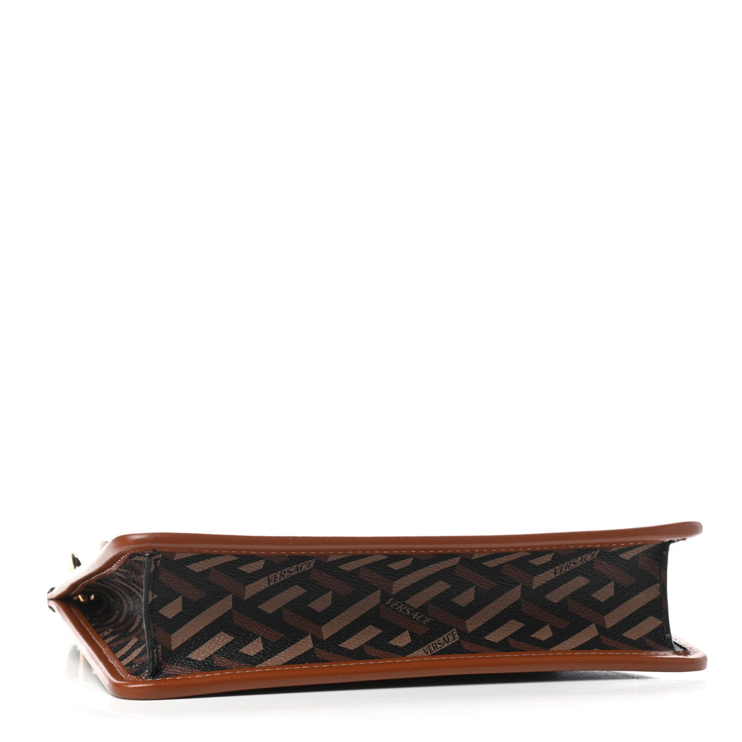 Coated Canvas Medium La Greca Signature Pouch Black Caramel