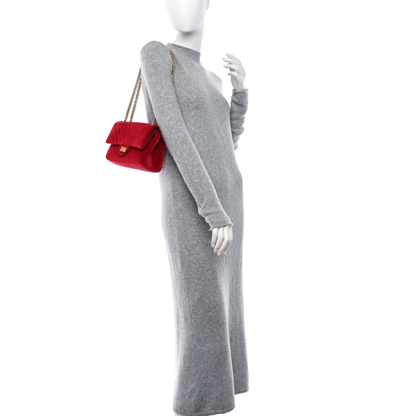 Velvet Chevron Quilted 2.55 Reissue 225 Flap Red