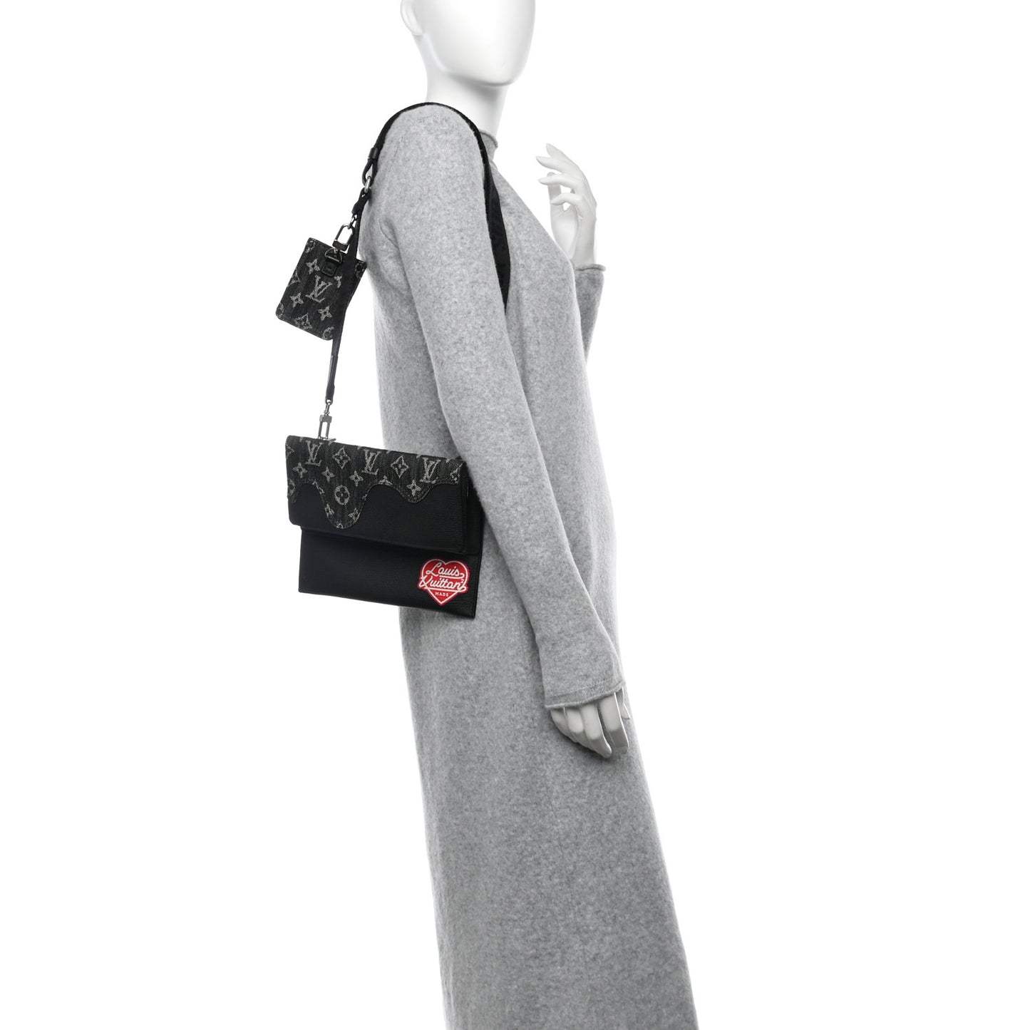 X NIGO Taurillon Monogram Denim Trio Messenger