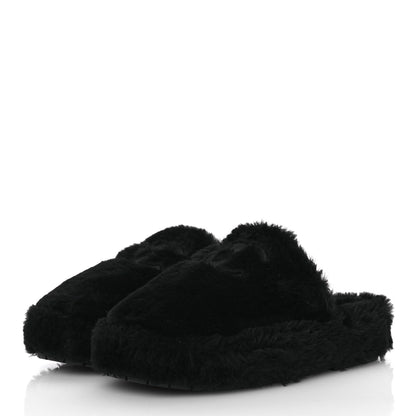 Chanel Shearling CC Flat Mules 41 Black 4 of 17