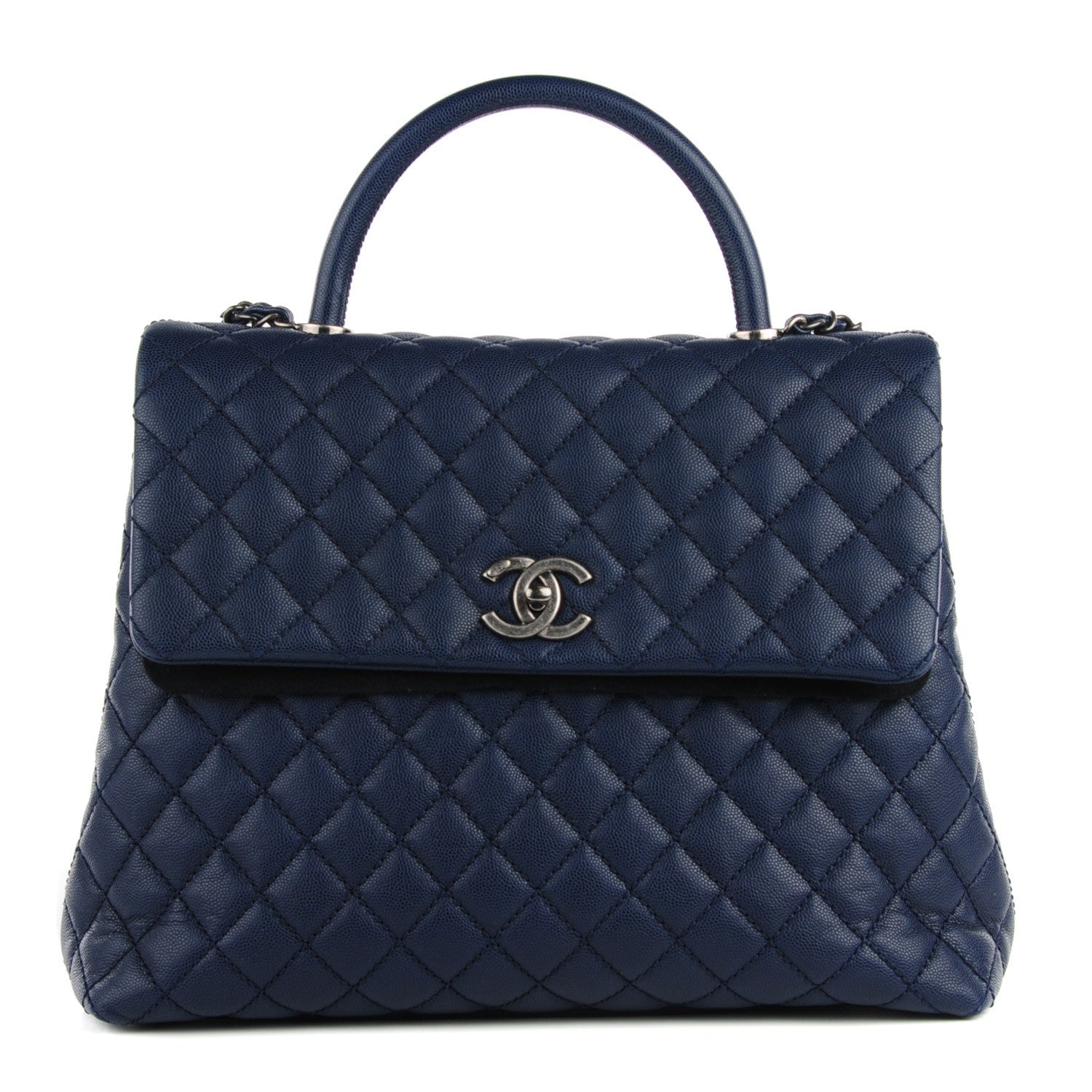 Chanel Caviar Quilted Large Coco Handle Flap Navy 1 of 8