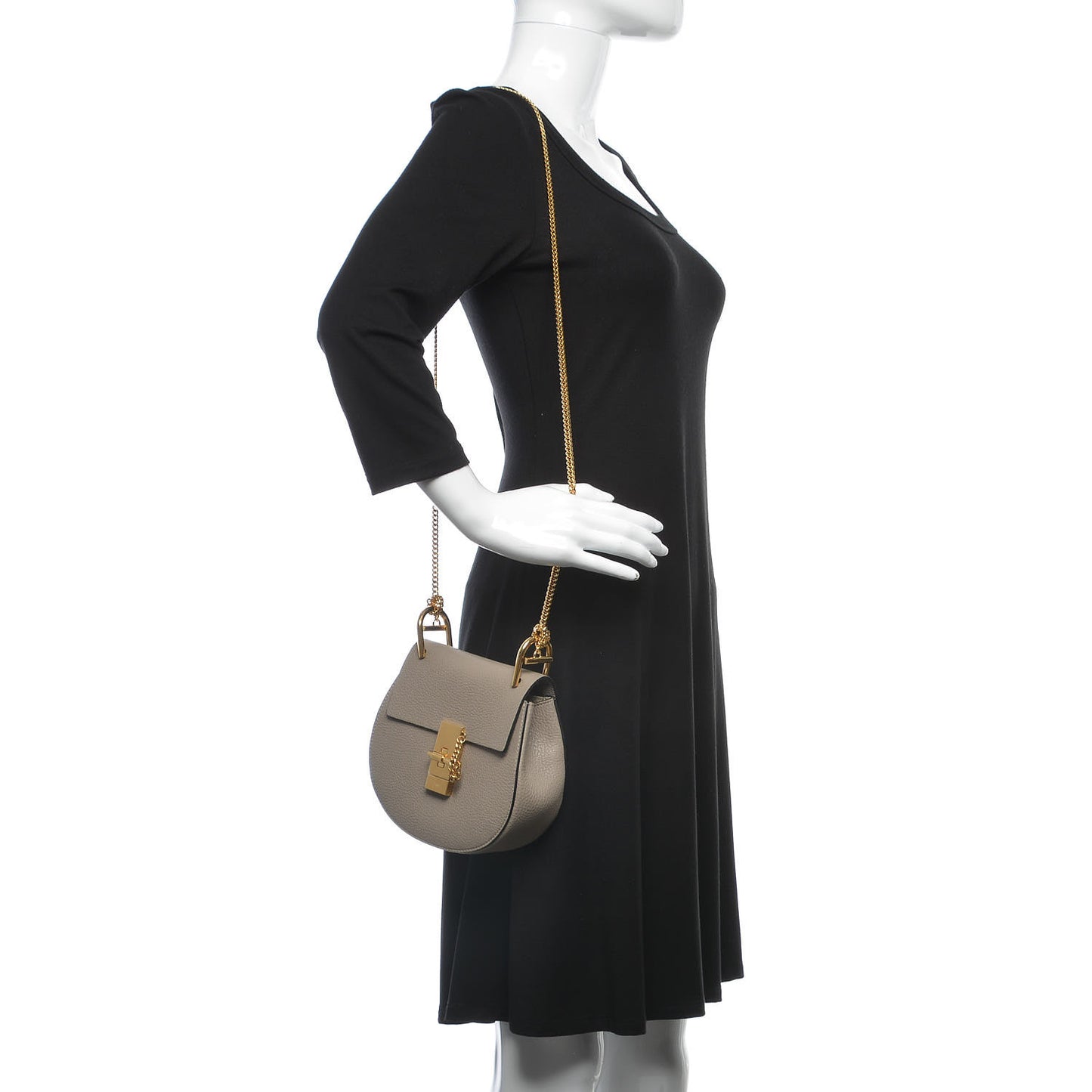 Grained Lambskin Mini Drew Shoulder Bag Motty Grey