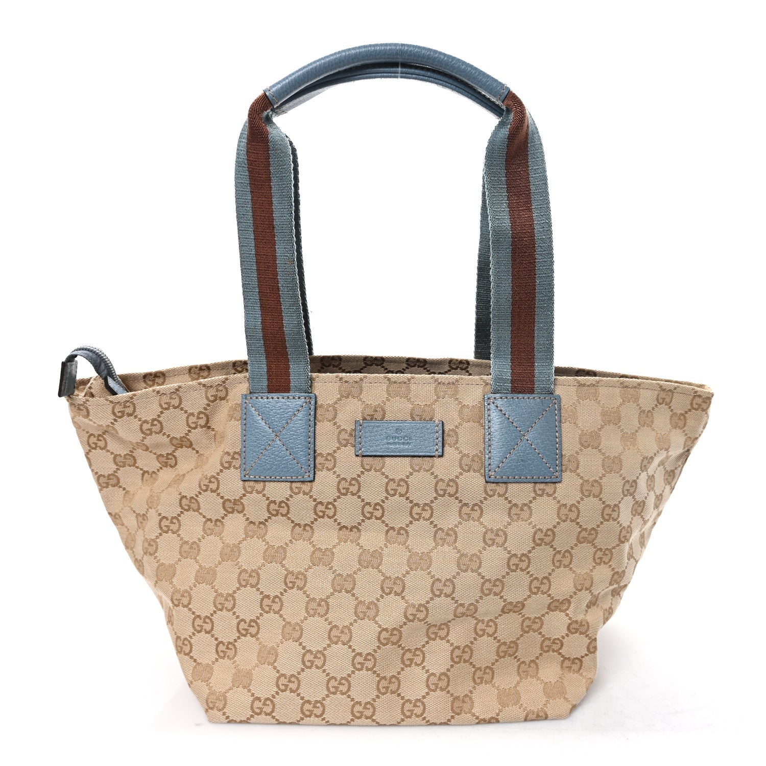 Gucci GG Monogram Medium Web Handle Bucket Tote Blue 1 of 10