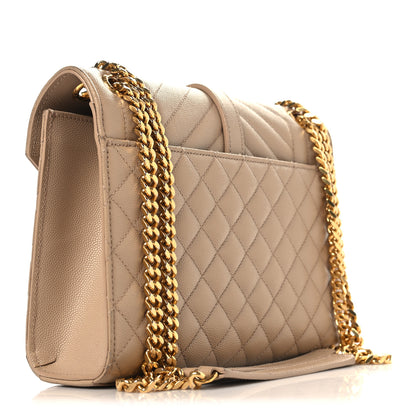 Saint Laurent Grain De Poudre Textured Mixed Matelasse Triquilt Small Monogram Satchel Dark Beige 3 of 12