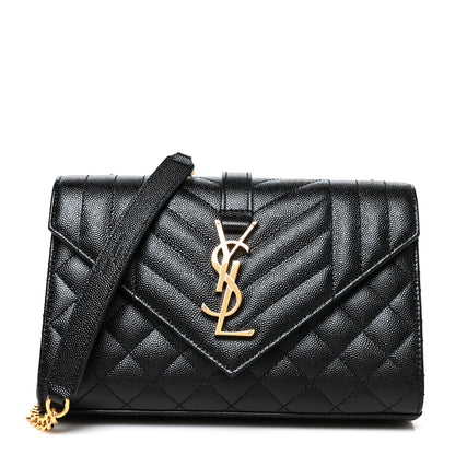 Saint Laurent Grain De Poudre Textured Mixed Matelasse Triquilt Small Monogram Satchel Black 1 of 9