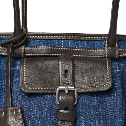 Prada Denim Buffalo Triangle Medium Bonnie Shoulder Bag  Blue Caffe 6 of 8